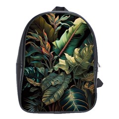 Tropical Leaf Leaves Foliage Monstera Nature School Bag (large)