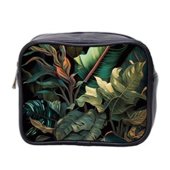 Tropical Leaf Leaves Foliage Monstera Nature Mini Toiletries Bag (two Sides)