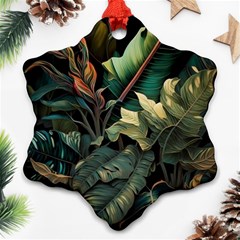 Tropical Leaf Leaves Foliage Monstera Nature Snowflake Ornament (two Sides)