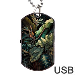 Tropical Leaf Leaves Foliage Monstera Nature Dog Tag Usb Flash (two Sides)