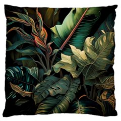 Tropical Leaf Leaves Foliage Monstera Nature Large Cushion Case (one Side) by Jancukart