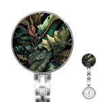 Tropical Leaf Leaves Foliage Monstera Nature Stainless Steel Nurses Watch Front