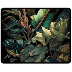 Tropical Leaf Leaves Foliage Monstera Nature Two Sides Fleece Blanket (medium) by Jancukart