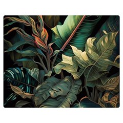 Tropical Leaf Leaves Foliage Monstera Nature Two Sides Premium Plush Fleece Blanket (medium) by Jancukart