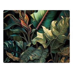 Tropical Leaf Leaves Foliage Monstera Nature Two Sides Premium Plush Fleece Blanket (large) by Jancukart