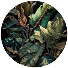 Tropical Leaf Leaves Foliage Monstera Nature Wooden Puzzle Round by Jancukart