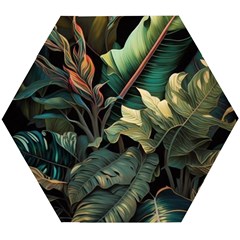 Tropical Leaf Leaves Foliage Monstera Nature Wooden Puzzle Hexagon by Jancukart