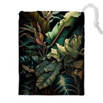 Tropical Leaf Leaves Foliage Monstera Nature Drawstring Pouch (4XL) Front