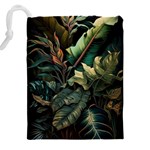 Tropical Leaf Leaves Foliage Monstera Nature Drawstring Pouch (4XL) Back