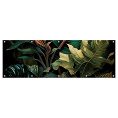 Tropical Leaf Leaves Foliage Monstera Nature Banner And Sign 12  X 4  by Jancukart