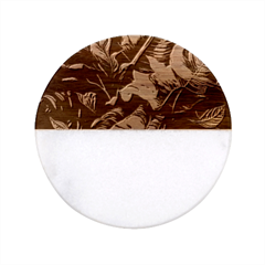 Tropical Leaf Leaves Foliage Monstera Nature Classic Marble Wood Coaster (round)  by Jancukart