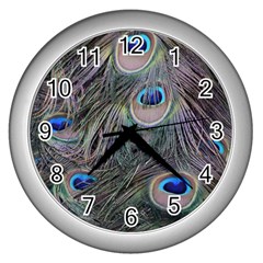 Peacock Feathers Peacock Bird Feathers Wall Clock (silver)