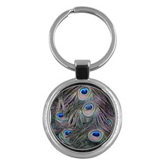 Peacock Feathers Peacock Bird Feathers Key Chain (round) by Jancukart