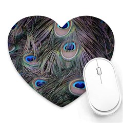 Peacock Feathers Peacock Bird Feathers Heart Mousepad by Jancukart