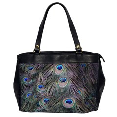 Peacock Feathers Peacock Bird Feathers Oversize Office Handbag (2 Sides) by Jancukart