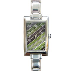 Field Agriculture Farm Stripes Diagonal Rectangle Italian Charm Watch by Jancukart