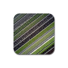 Field Agriculture Farm Stripes Diagonal Rubber Square Coaster (4 Pack)