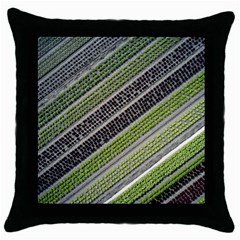 Field Agriculture Farm Stripes Diagonal Throw Pillow Case (black) by Jancukart