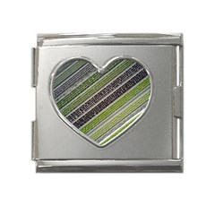 Field Agriculture Farm Stripes Diagonal Mega Link Heart Italian Charm (18mm) by Jancukart