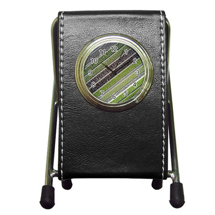 Field Agriculture Farm Stripes Diagonal Pen Holder Desk Clock