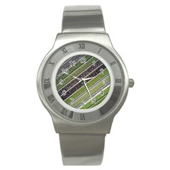 Field Agriculture Farm Stripes Diagonal Stainless Steel Watch