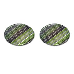 Field Agriculture Farm Stripes Diagonal Cufflinks (oval) by Jancukart