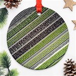 Field Agriculture Farm Stripes Diagonal Round Ornament (Two Sides) Back