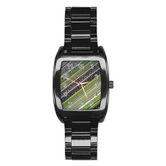 Field Agriculture Farm Stripes Diagonal Stainless Steel Barrel Watch by Jancukart