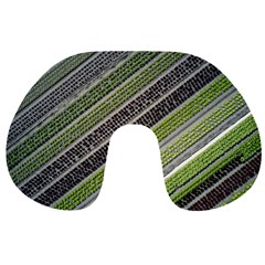 Field Agriculture Farm Stripes Diagonal Travel Neck Pillow by Jancukart