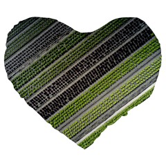 Field Agriculture Farm Stripes Diagonal Large 19  Premium Flano Heart Shape Cushions