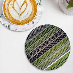 Field Agriculture Farm Stripes Diagonal Uv Print Round Tile Coaster by Jancukart