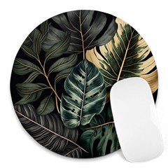 Tropical Leaves Foliage Monstera Nature Home Round Mousepad