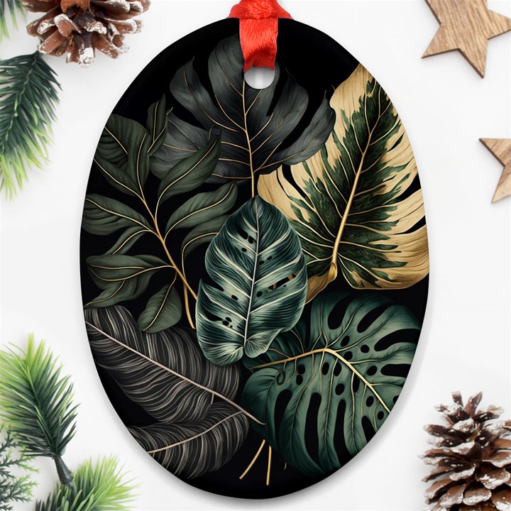 Tropical Leaves Foliage Monstera Nature Home Ornament (Oval)