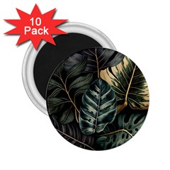 Tropical Leaves Foliage Monstera Nature Home 2.25  Magnets (10 pack) 