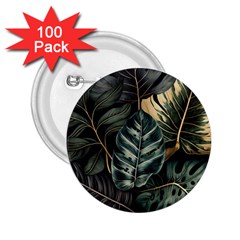 Tropical Leaves Foliage Monstera Nature Home 2 25  Buttons (100 Pack) 