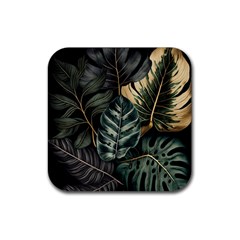 Tropical Leaves Foliage Monstera Nature Home Rubber Coaster (Square)