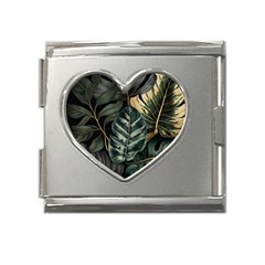 Tropical Leaves Foliage Monstera Nature Home Mega Link Heart Italian Charm (18mm)