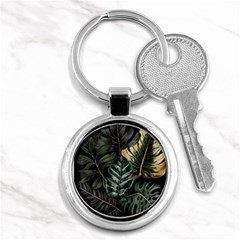 Tropical Leaves Foliage Monstera Nature Home Key Chain (Round)