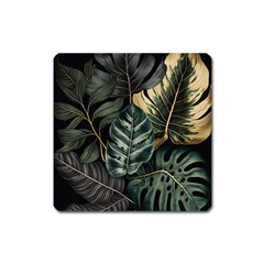 Tropical Leaves Foliage Monstera Nature Home Square Magnet