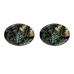 Tropical Leaves Foliage Monstera Nature Home Cufflinks (Oval)