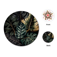 Tropical Leaves Foliage Monstera Nature Home Playing Cards Single Design (Round)