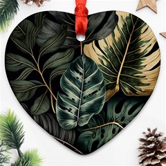 Tropical Leaves Foliage Monstera Nature Home Heart Ornament (Two Sides)