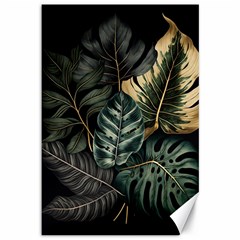 Tropical Leaves Foliage Monstera Nature Home Canvas 12  x 18 