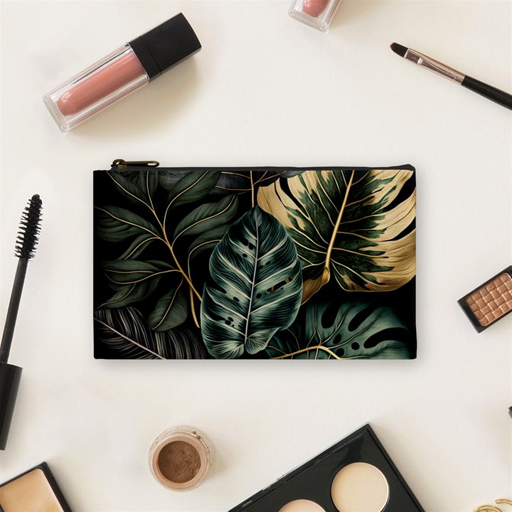 Tropical Leaves Foliage Monstera Nature Home Cosmetic Bag (Small)