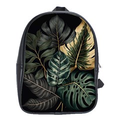 Tropical Leaves Foliage Monstera Nature Home School Bag (Large)