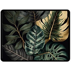 Tropical Leaves Foliage Monstera Nature Home Fleece Blanket (Large)