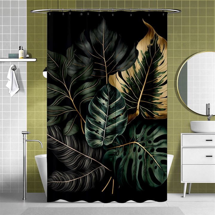 Tropical Leaves Foliage Monstera Nature Home Shower Curtain 48  x 72  (Small) 