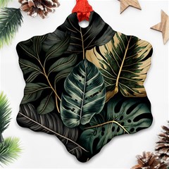 Tropical Leaves Foliage Monstera Nature Home Snowflake Ornament (Two Sides)