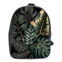 Tropical Leaves Foliage Monstera Nature Home School Bag (XL)