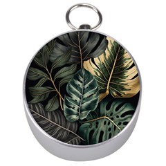 Tropical Leaves Foliage Monstera Nature Home Silver Compasses